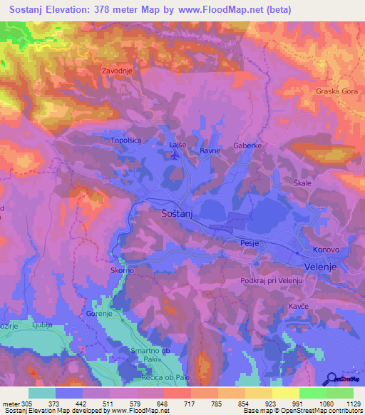 Sostanj,Slovenia Elevation Map