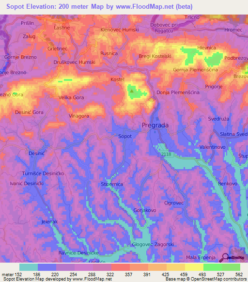 Sopot,Croatia Elevation Map