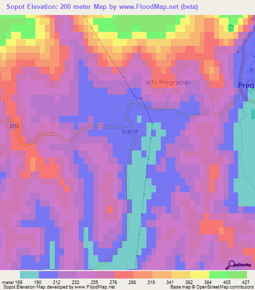 Sopot,Croatia Elevation Map