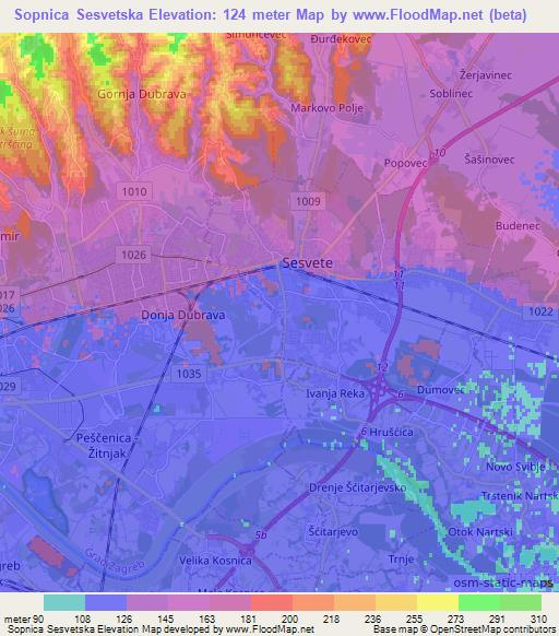 Sopnica Sesvetska,Croatia Elevation Map