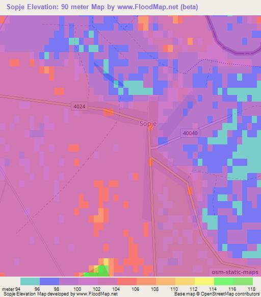 Sopje,Croatia Elevation Map