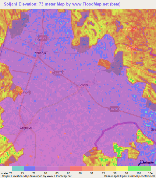 Soljani,Croatia Elevation Map