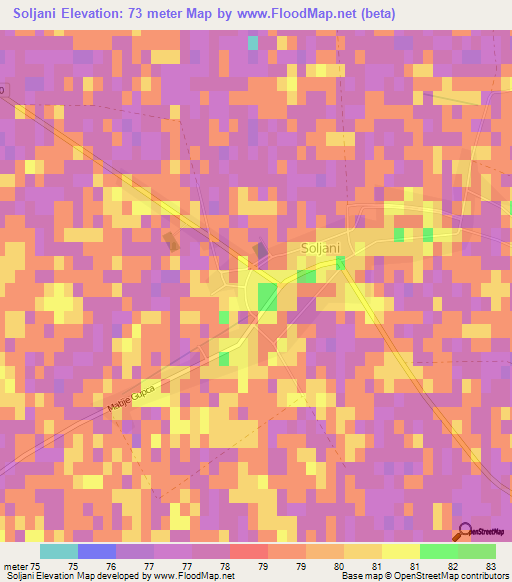 Soljani,Croatia Elevation Map