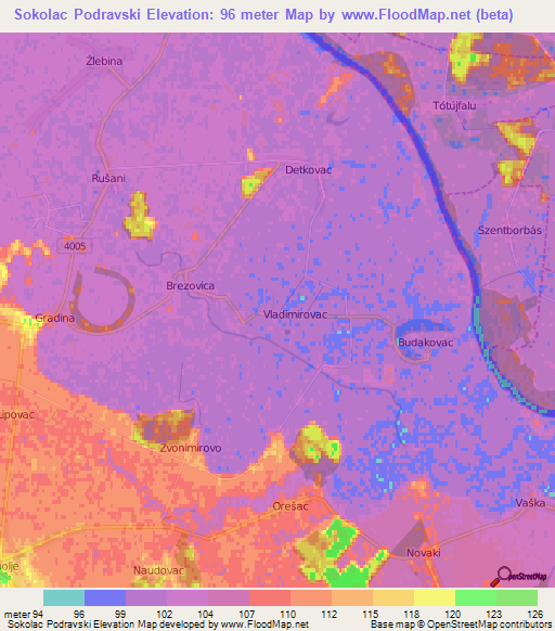 Sokolac Podravski,Croatia Elevation Map