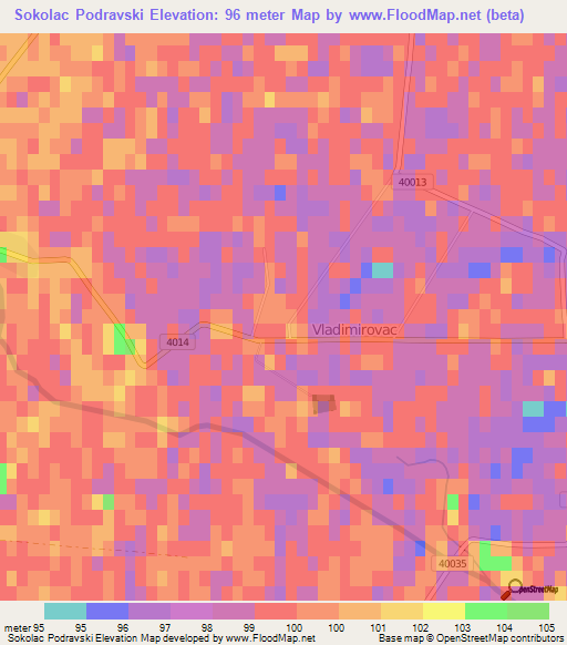 Sokolac Podravski,Croatia Elevation Map