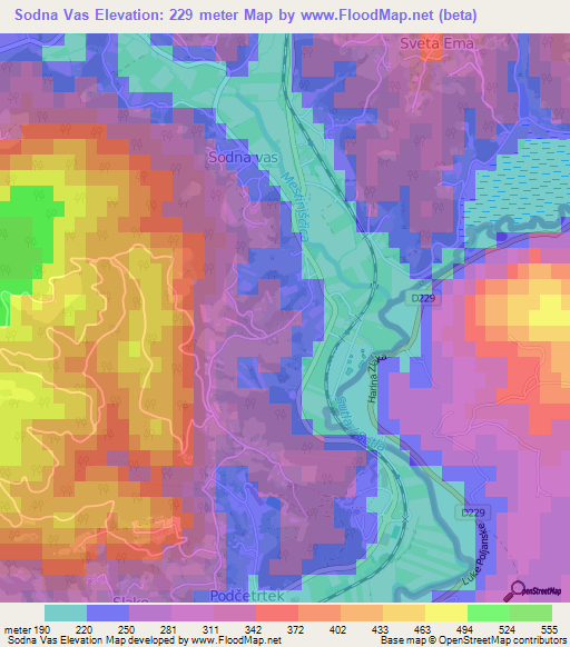 Sodna Vas,Slovenia Elevation Map