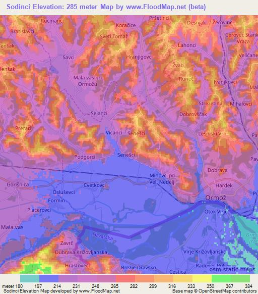 Sodinci,Slovenia Elevation Map