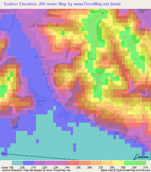 Sodinci,Slovenia Elevation Map