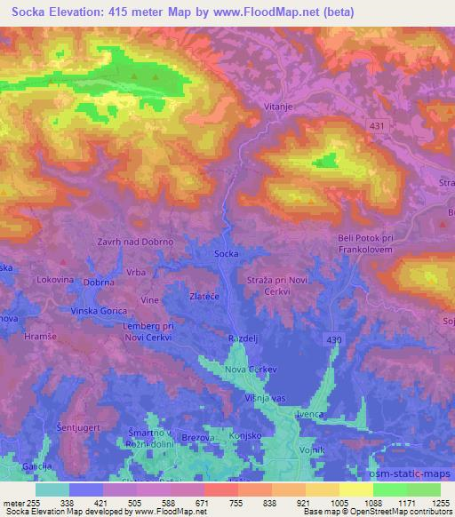 Socka,Slovenia Elevation Map