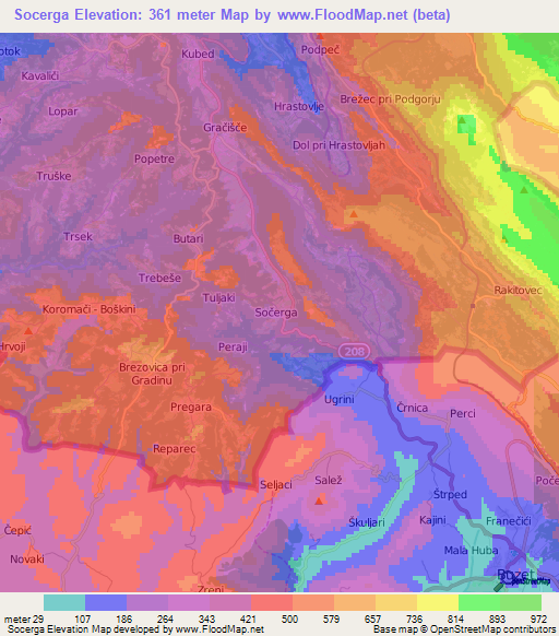 Socerga,Slovenia Elevation Map