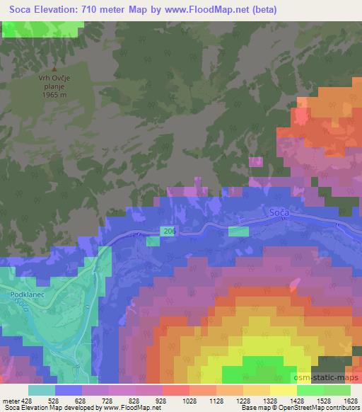 Soca,Slovenia Elevation Map