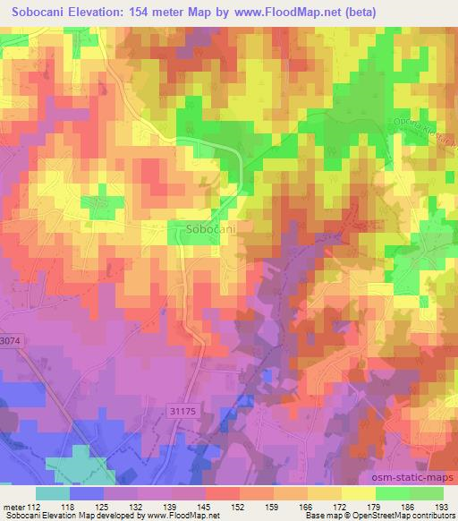 Sobocani,Croatia Elevation Map