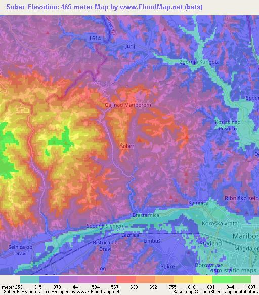 Sober,Slovenia Elevation Map