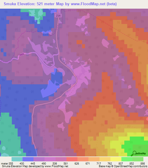 Smuka,Slovenia Elevation Map