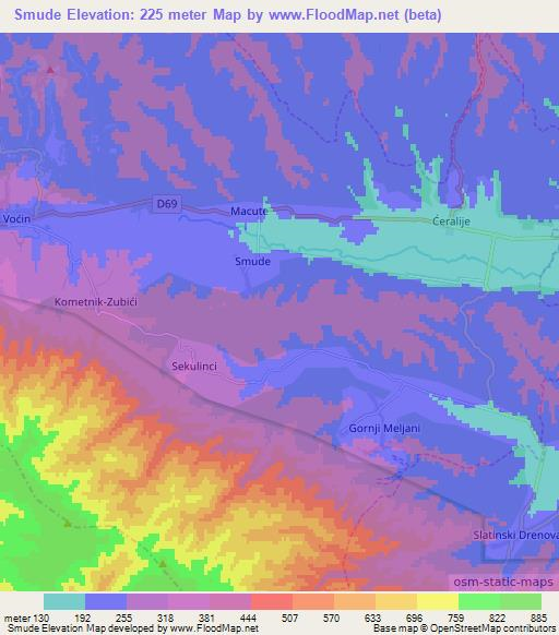 Smude,Croatia Elevation Map