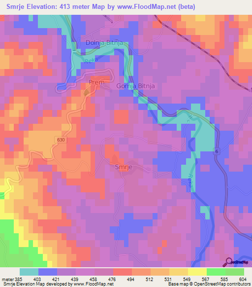 Smrje,Slovenia Elevation Map