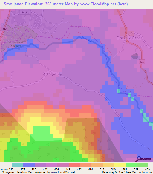 Smoljanac,Croatia Elevation Map