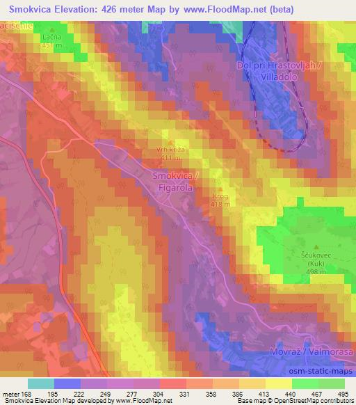 Smokvica,Slovenia Elevation Map