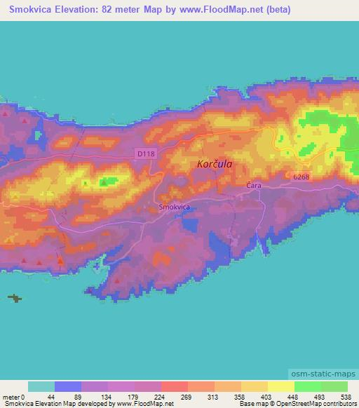 Smokvica,Croatia Elevation Map