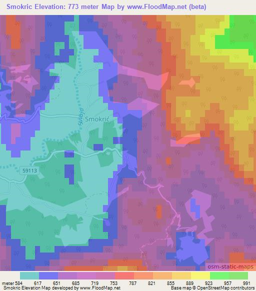 Smokric,Croatia Elevation Map