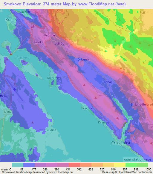 Smokovo,Croatia Elevation Map