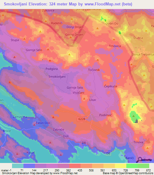 Smokovljani,Croatia Elevation Map