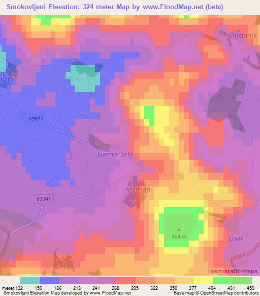 Smokovljani,Croatia Elevation Map