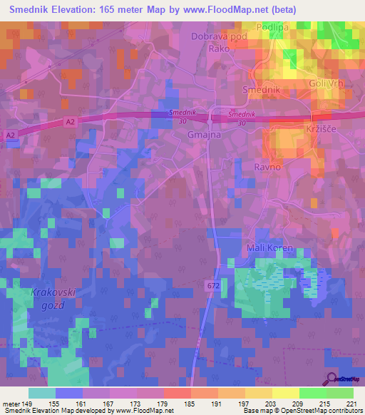 Smednik,Slovenia Elevation Map