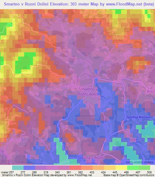 Smartno v Rozni Dolini,Slovenia Elevation Map