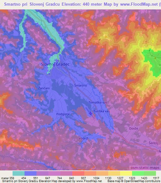 Smartno pri Slovenj Gradcu,Slovenia Elevation Map