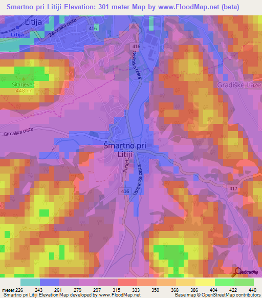 Smartno pri Litiji,Slovenia Elevation Map