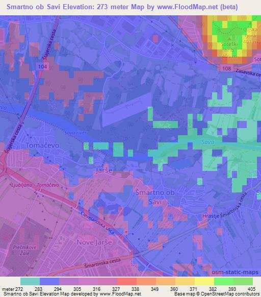 Smartno ob Savi,Slovenia Elevation Map