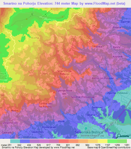 Smartno na Pohorju,Slovenia Elevation Map