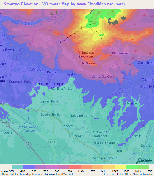 Smartno,Slovenia Elevation Map