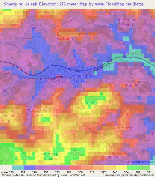 Smarje pri Jelsah,Slovenia Elevation Map