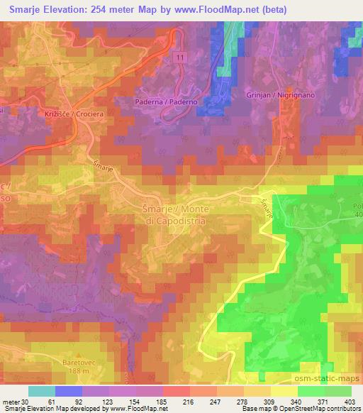 Smarje,Slovenia Elevation Map