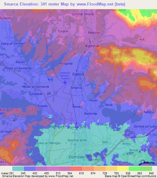 Smarca,Slovenia Elevation Map