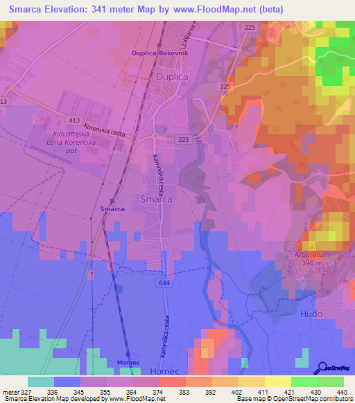 Smarca,Slovenia Elevation Map