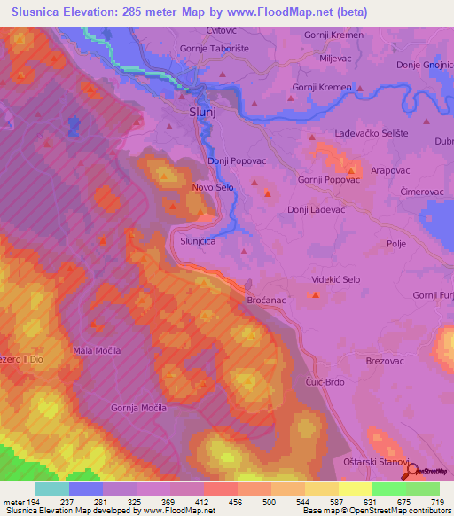 Slusnica,Croatia Elevation Map