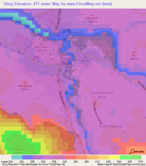 Slunj,Croatia Elevation Map