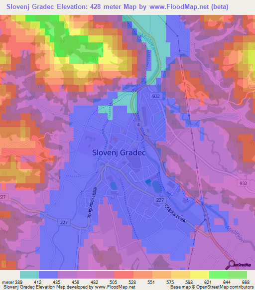 Slovenj Gradec,Slovenia Elevation Map