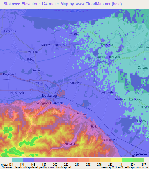 Slokovec,Croatia Elevation Map