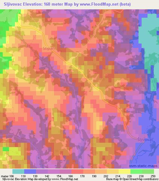 Sljivovac,Croatia Elevation Map