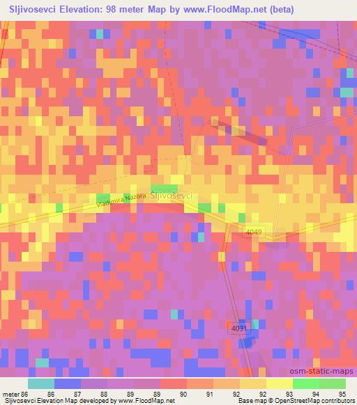 Sljivosevci,Croatia Elevation Map