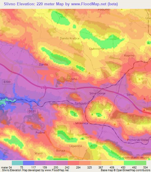 Slivno,Croatia Elevation Map