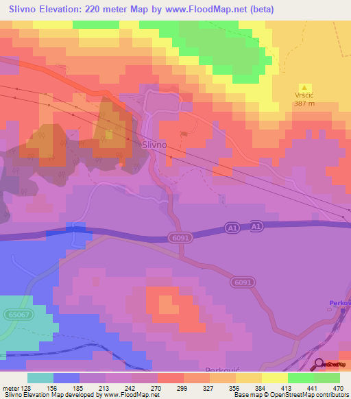 Slivno,Croatia Elevation Map