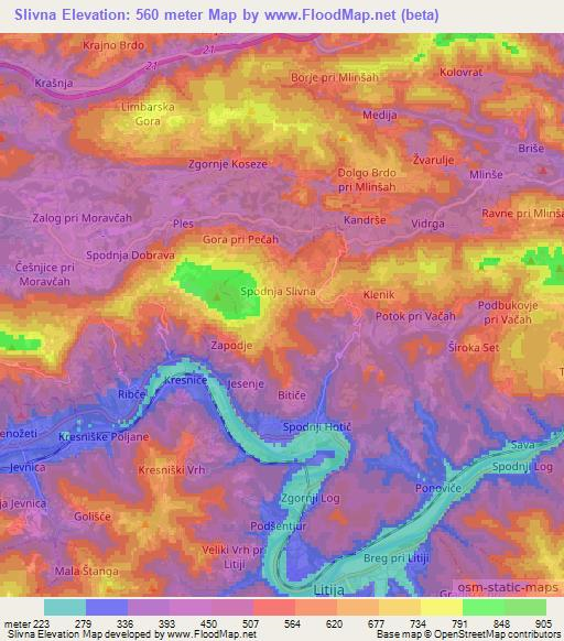 Slivna,Slovenia Elevation Map