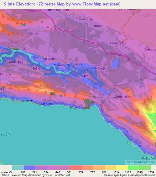 Slime,Croatia Elevation Map