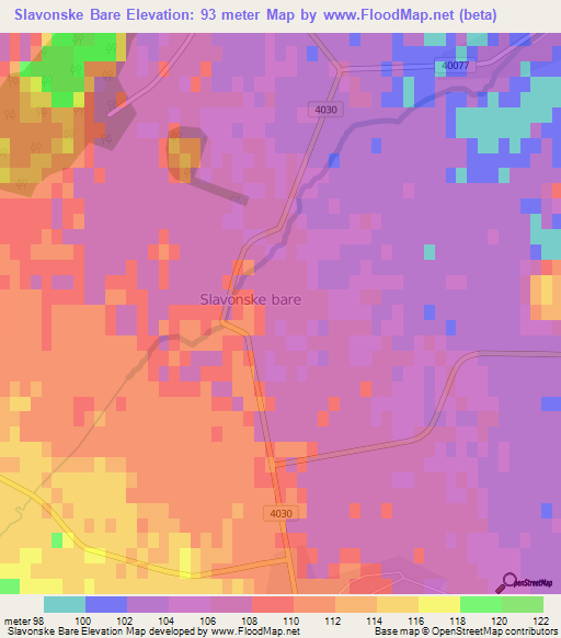 Slavonske Bare,Croatia Elevation Map