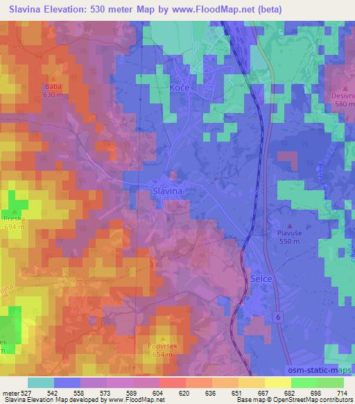 Slavina,Slovenia Elevation Map